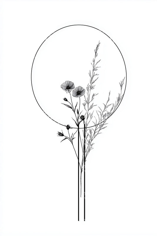 Ideia de Tatuagem Minimalista de Caule Circular