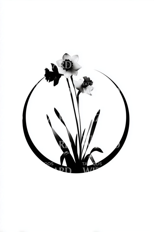 Circle Sweep Daffodil Tattoo Design