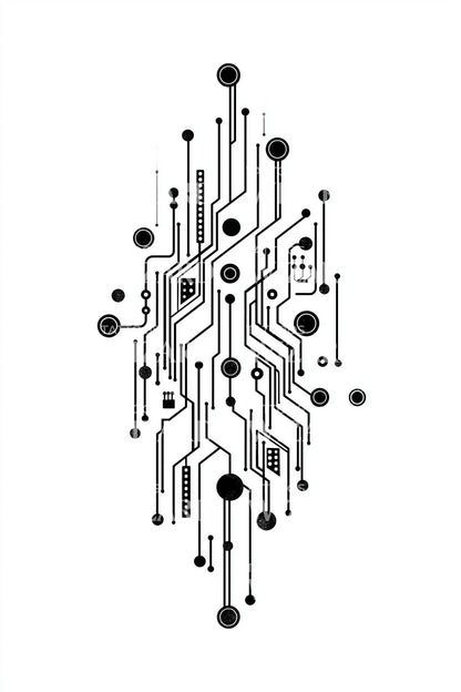 Circuit Board Cluster Tattoo Design