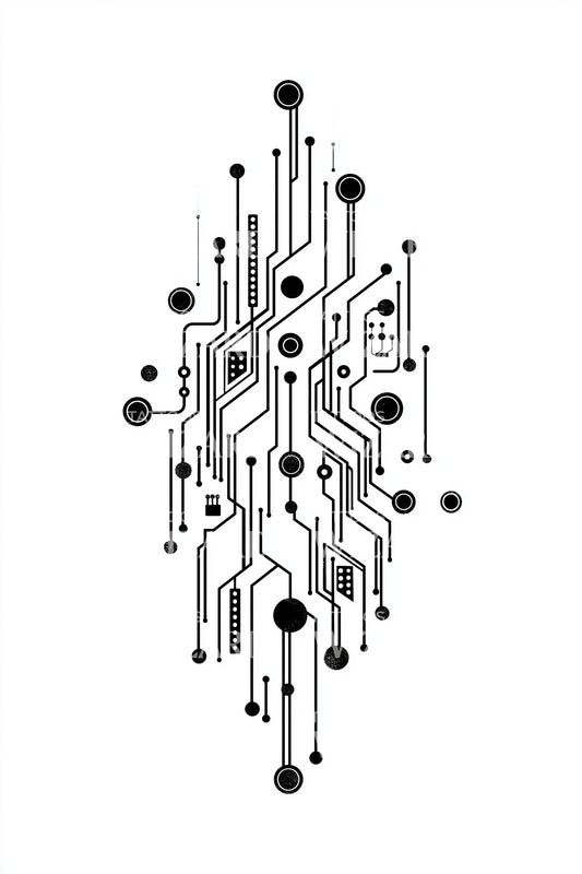 Circuit Board Cluster Tattoo Design
