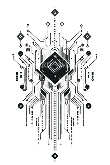 Circuit Board Totem Tattoo Design