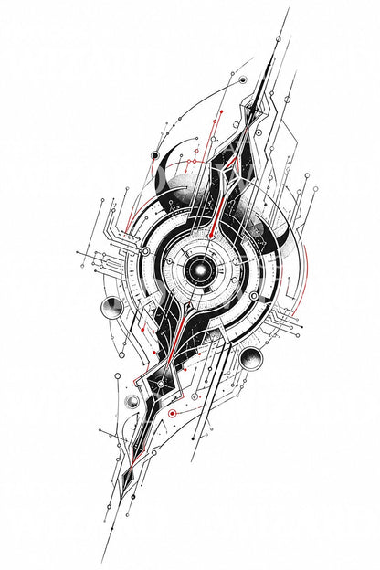 Circuit Tech Sigil Tattoo Design