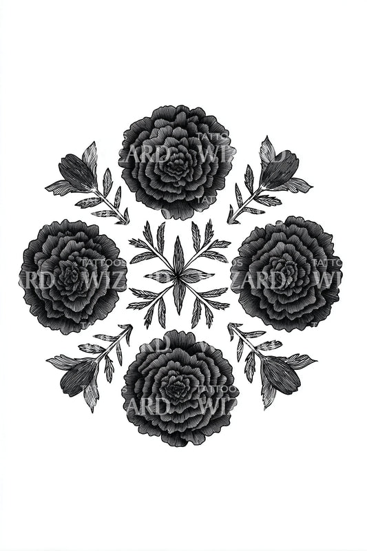 Cirkulært Dahlia Array Tatoveringsdesign