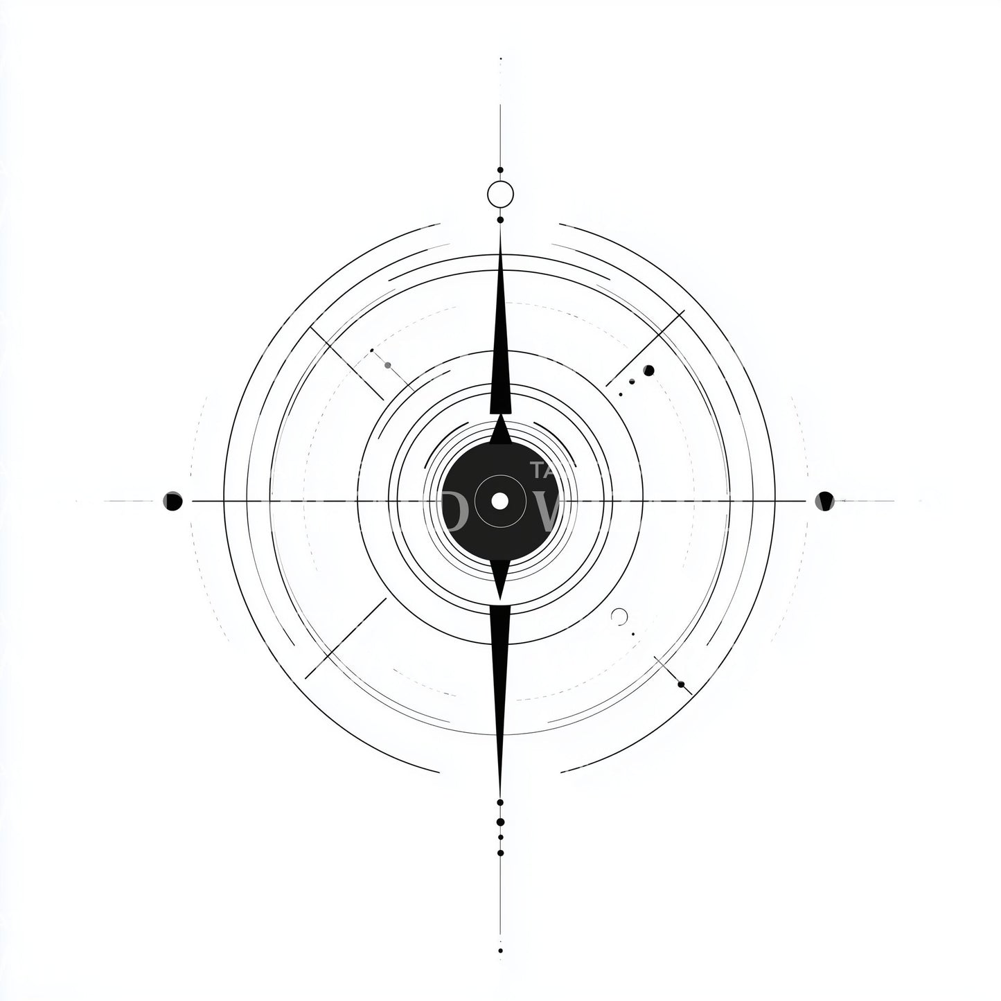 Circular Glyph Compass Tattoo Design