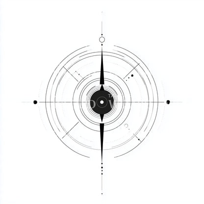 Circular Glyph Compass Tattoo Design