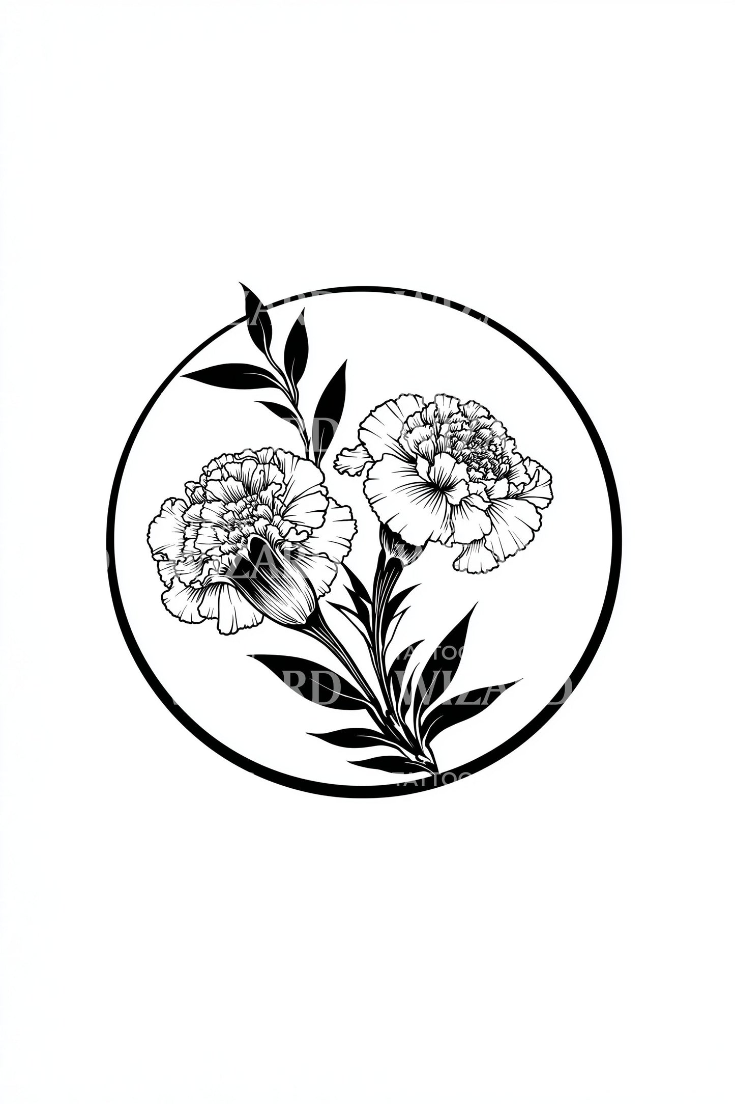 Rundes Pfingstrosen-Duo Tattoo-Design