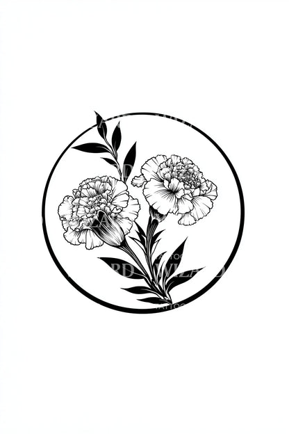 Circular Peony Duo Tattoo Design