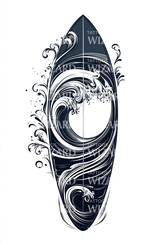 Circular Wave Emblem Tattoo Design