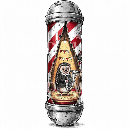 Cirkuspindsvin med Barberstang Tattoo-Design