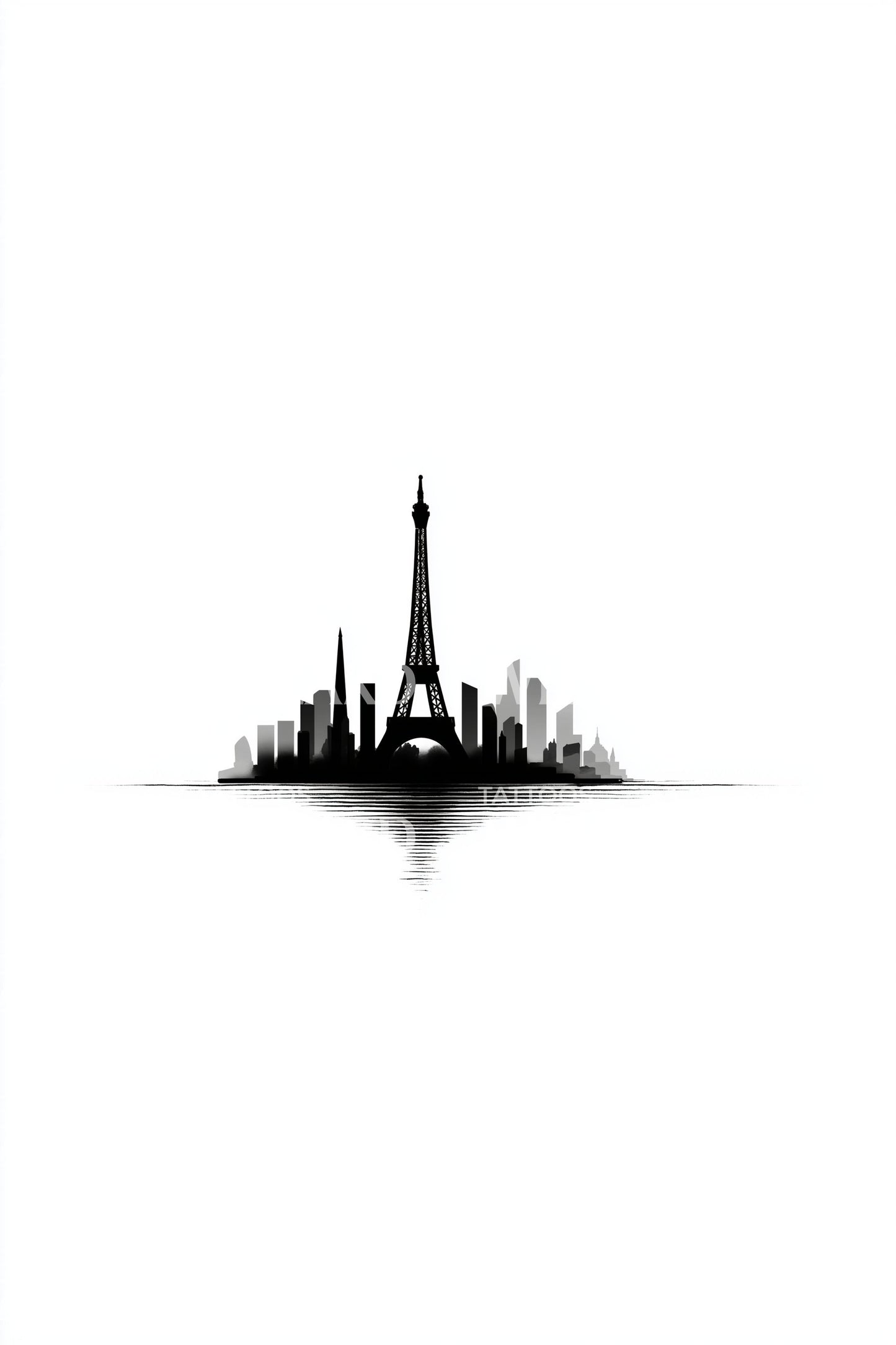 City Skyline Island Silhouette Tattoo Design