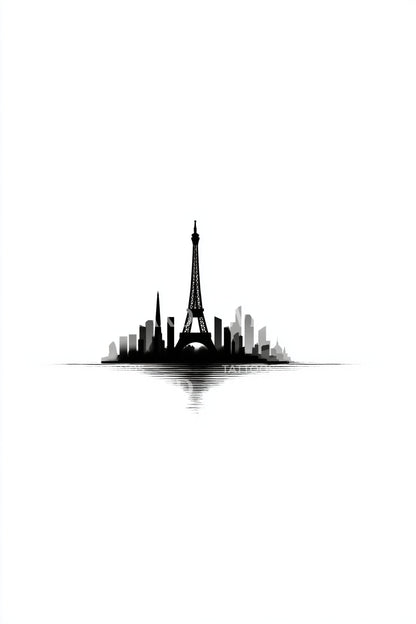 City Skyline Island Silhouette Tattoo Design