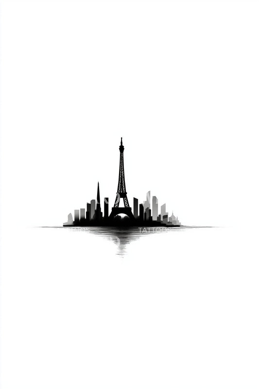 City Skyline Island Silhouette Tattoo Design