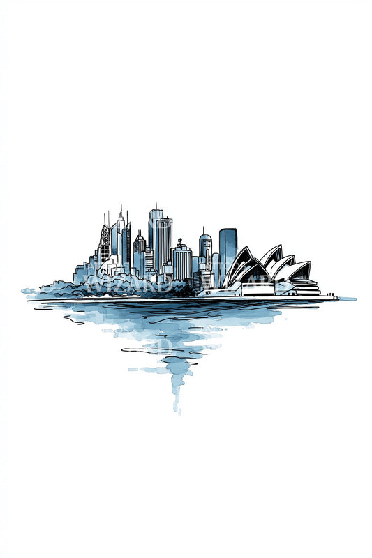 City Skyline Reflection Tattoo Design