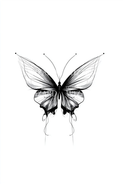Classic Black Butterfly Tattoo Design
