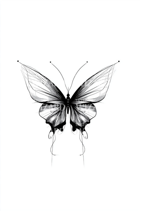 Classic Black Butterfly Tattoo Design