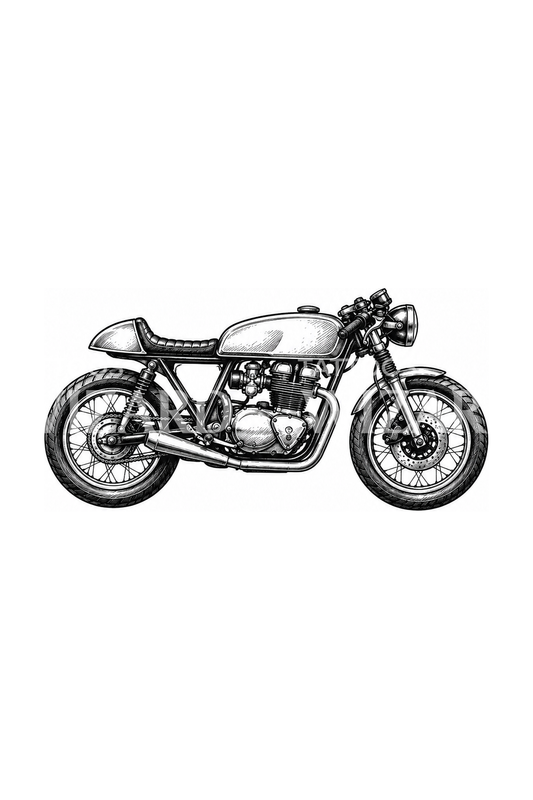 Klassieke cafe racer-motorschets als tattoo
