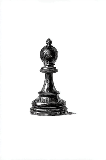 Classic Chess Pawn Tattoo Illustration