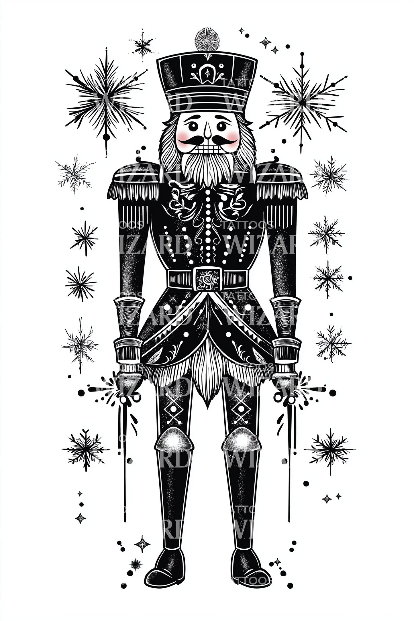 Classic Christmas Nutcracker Tattoo Illustration
