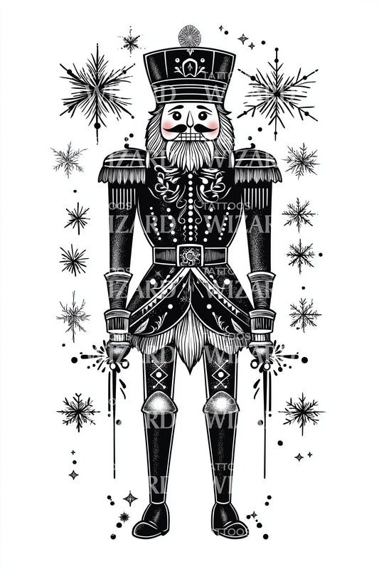 Classic Christmas Nutcracker Tattoo Illustration
