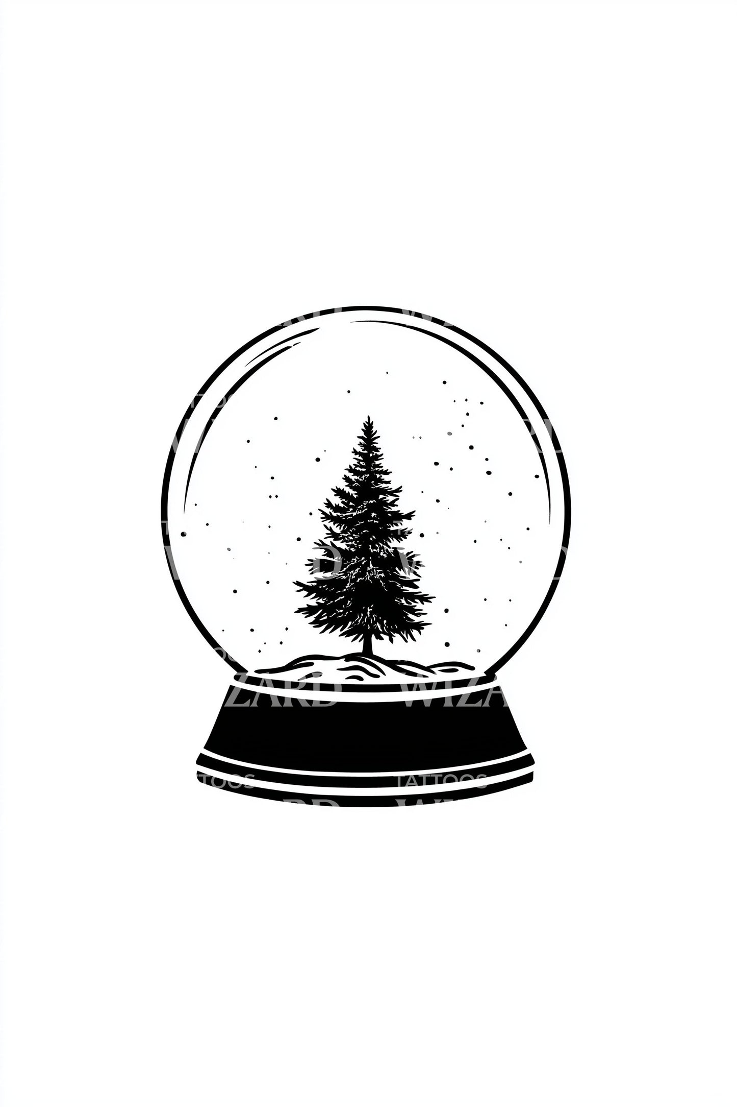 Classic Christmas Tree Snow Globe Tattoo Design