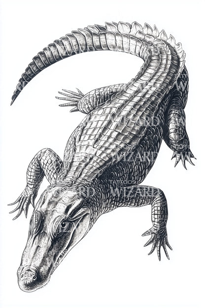 Classic Crocodile Topview Tattoo Design