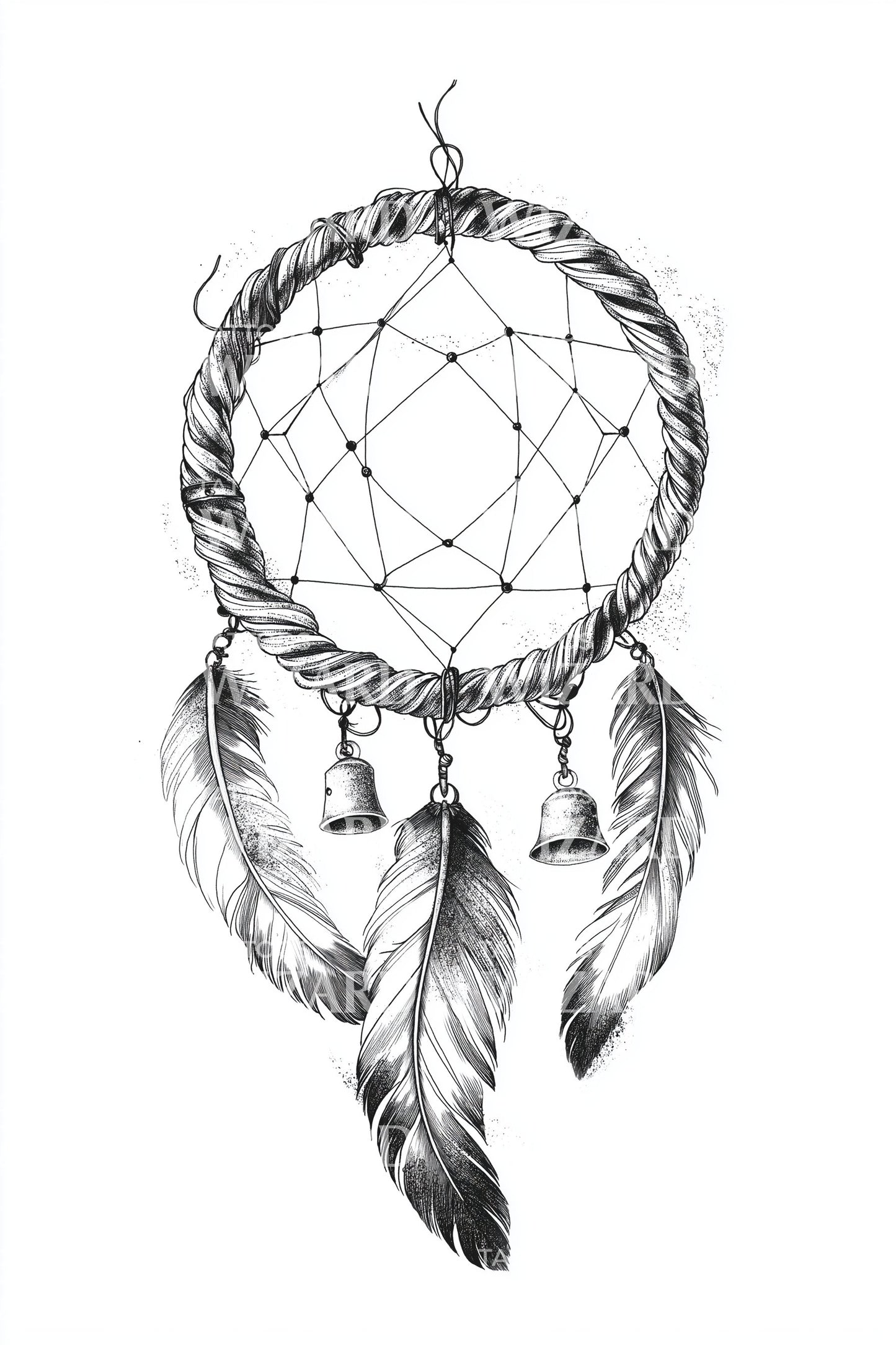 Classic Dreamcatcher Feathers Tattoo Design