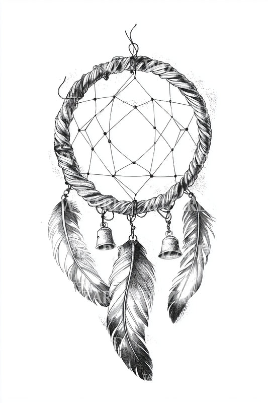 Classic Dreamcatcher Feathers Tattoo Design
