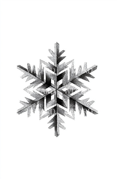 Classic Hex Snowflake Tattoo Illustration
