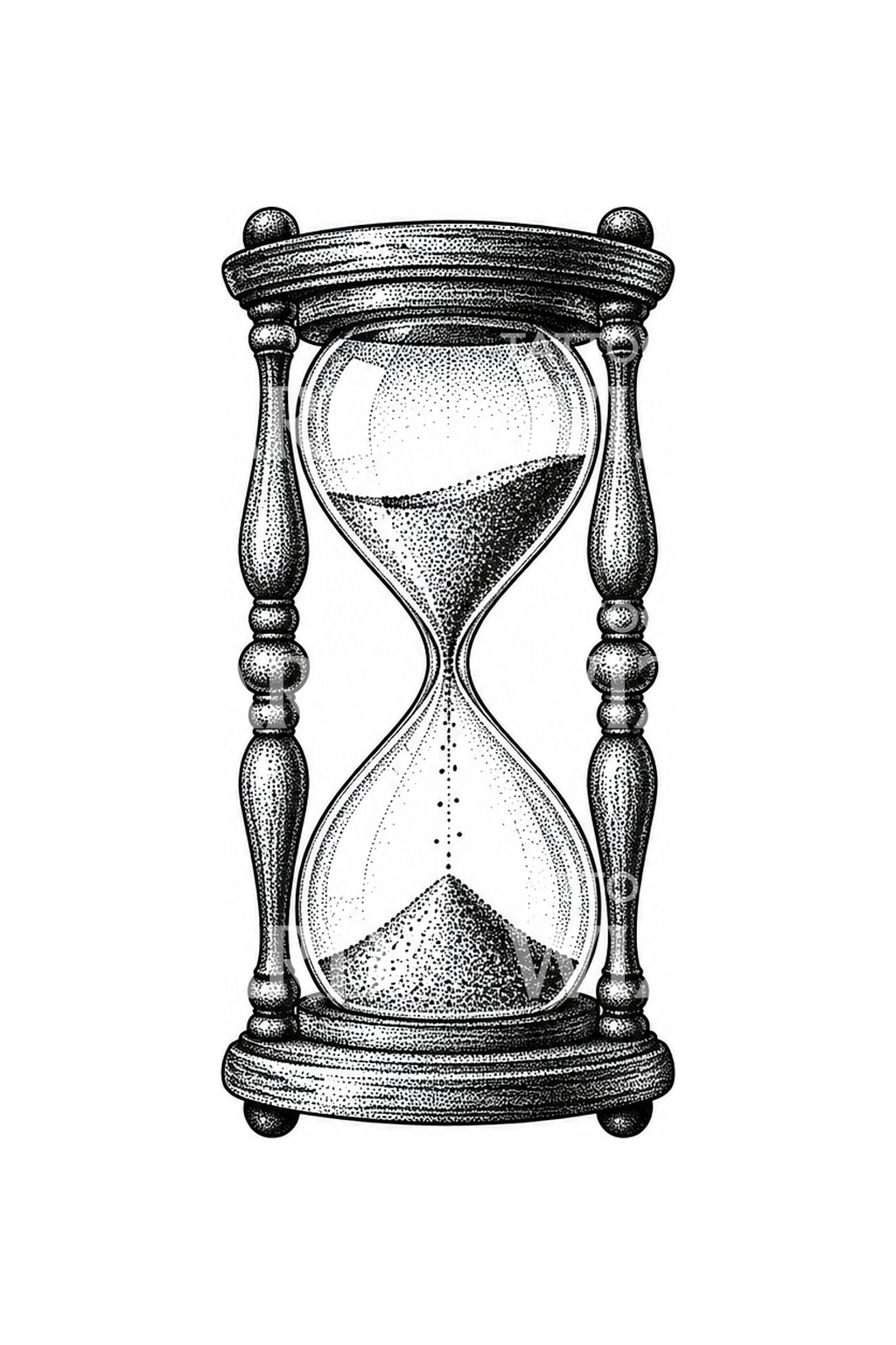 Classic Hourglass Stipple Tattoo Design