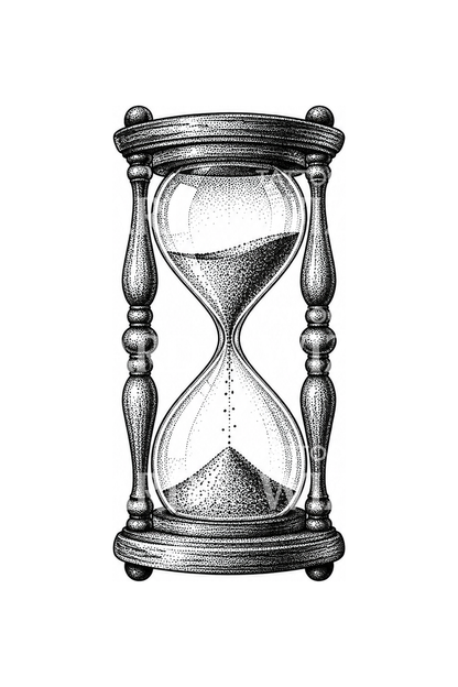 Classic Hourglass Stipple Tattoo Design