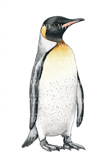 Classic King Penguin Tattoo Design