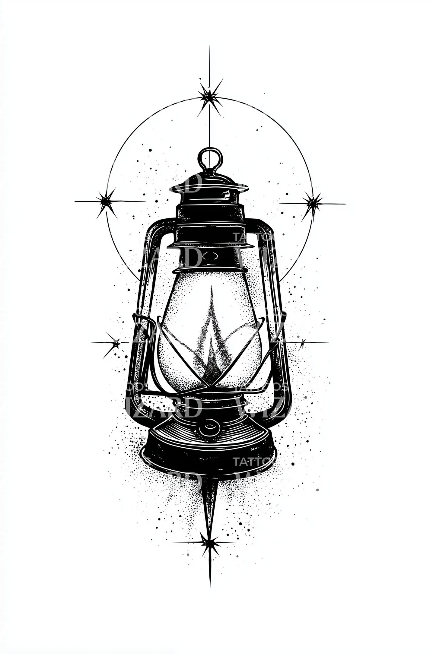 Classic Lantern Spark Tattoo Design