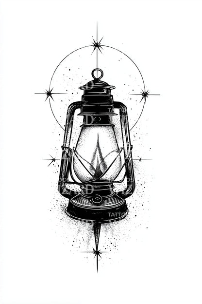 Classic Lantern Spark Tattoo Design
