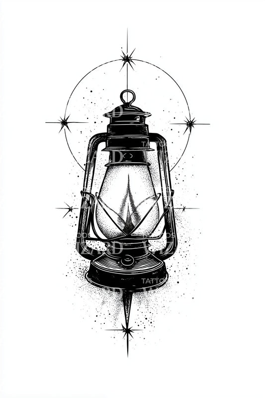 Classic Lantern Spark Tattoo Design