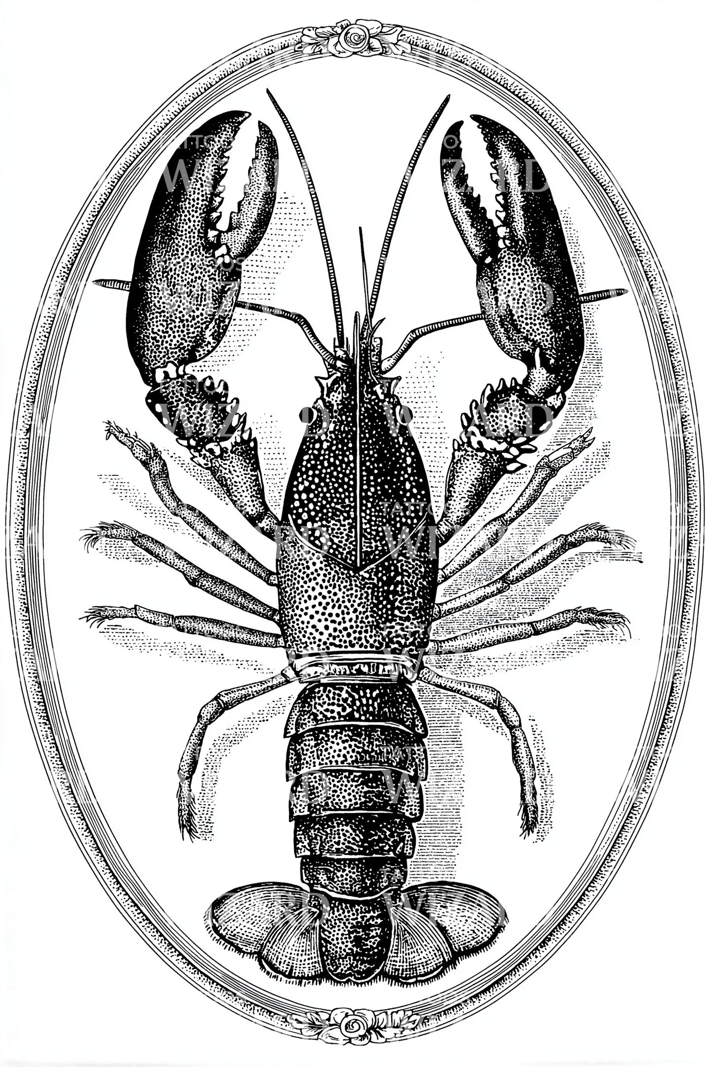 Classic Lobster Frame Tattoo Design