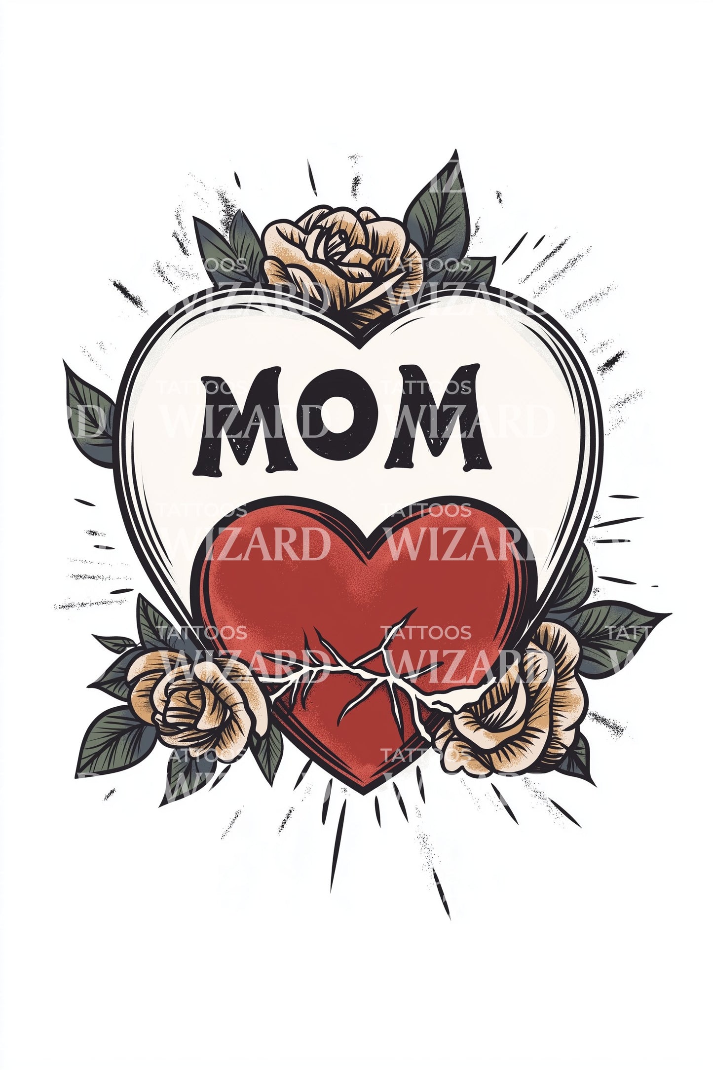 Klassisk mamma hjärta tatuering design