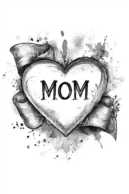 Classic Mom Heart Tattoo Idea