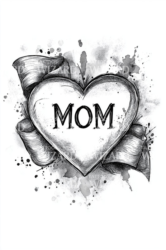 Klassisk mamma hjärta tatuering idé