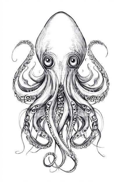 Classic Octopus Portrait Tattoo Design