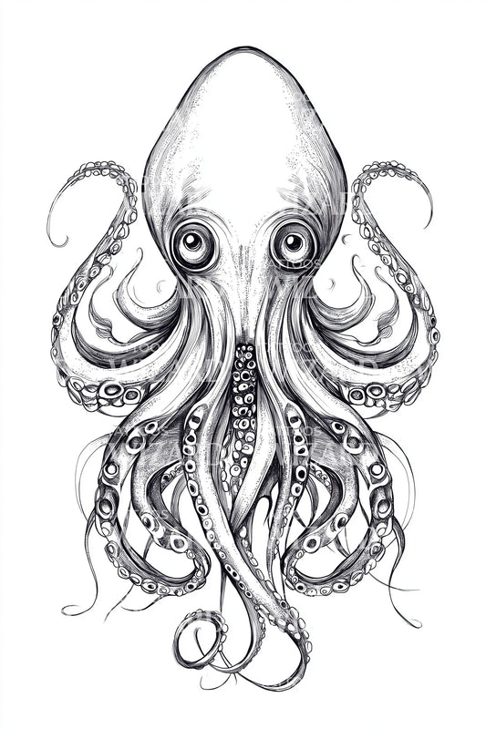 Classic Octopus Portrait Tattoo Design