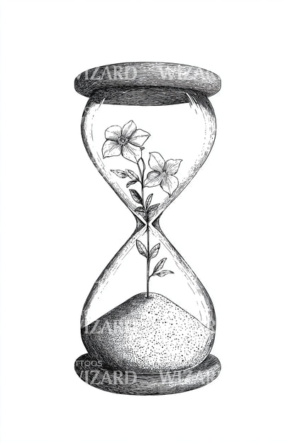 Desain Tato Jam Pasir Klasik
