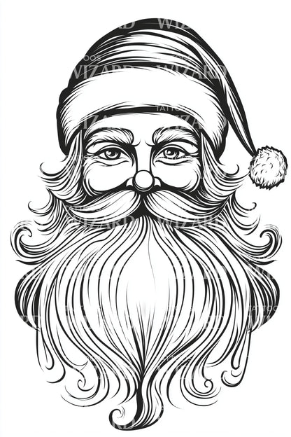 Design de Tatouage Portrait Classique du Père Noël
