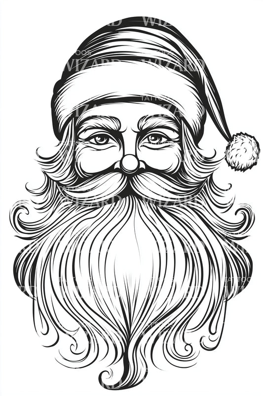 Classic Santa Portrait Tattoo Design