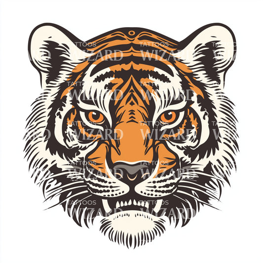 Classic Tiger Flash Tattoo Design
