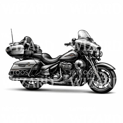 Classic Touring Motorcycle Tattoo Design
