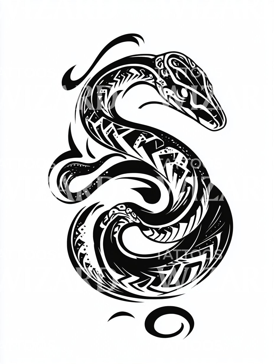 Idea de Tatuaje del Símbolo Clásico de Serpiente Tribal