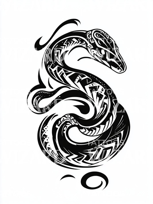 Classic Tribal Serpent Symbol Tattoo Idea