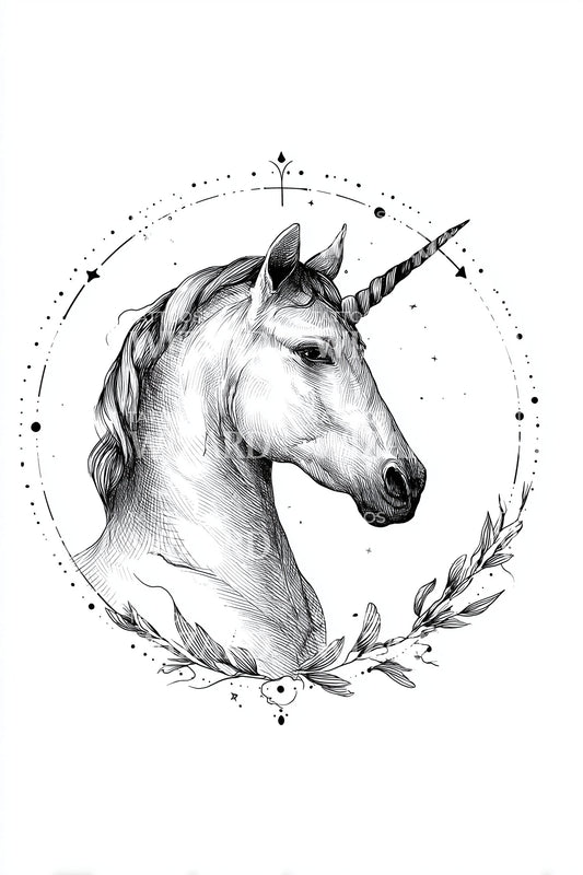 Design Tatuaggio Cameo Unicorno Classico