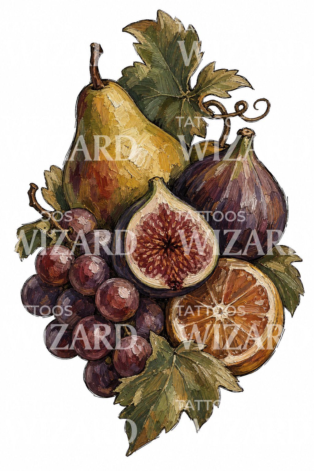 Classical Fruit Still Life Tattoo Idea