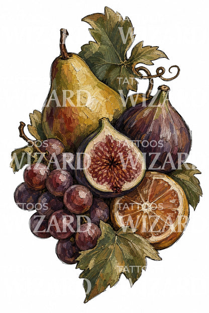 Classical Fruit Still Life Tattoo Idea